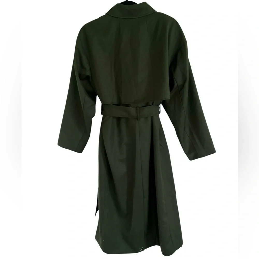 J Crew Green Trench Coat in Wool Blend Brilliant Spruce NWT Size 6